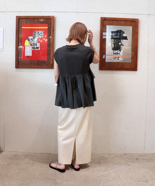 Jines（ジネス）の「バックティアードデザインカットソー（Tシャツ/カットソー・レディース・ブラック/チャコールグレー/ホワイト・38）」の11枚目の写真