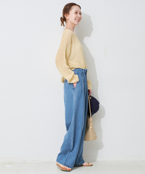 SLOBE IENA(スローブイエナ)の「リネン混メッシュ編みニット(ニット/セーター・レディース・ベージュ/イエロー・FREE)」の16枚目の写真
