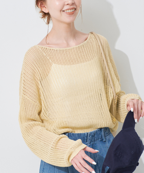 SLOBE IENA(スローブイエナ)の「リネン混メッシュ編みニット(ニット/セーター・レディース・ベージュ/イエロー・FREE)」の18枚目の写真
