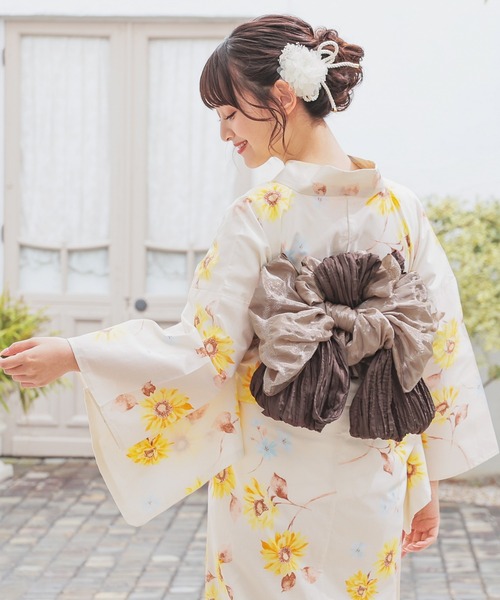 Honeys(ハニーズ)の「浴衣髪飾り(リボンセット)(和装小物・レディース・アイボリー/サックスブルー系・FREE)」の3枚目の写真