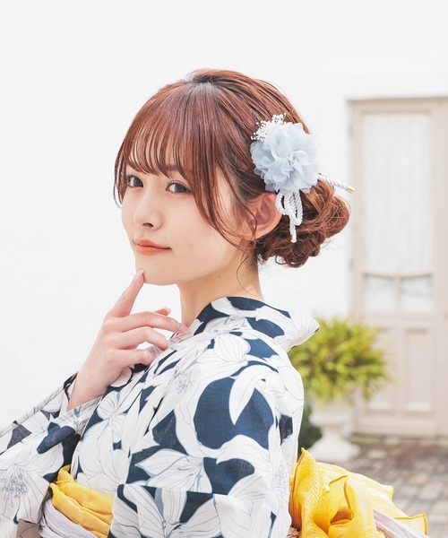 Honeys(ハニーズ)の「浴衣髪飾り(リボンセット)(和装小物・レディース・アイボリー/サックスブルー系・FREE)」の21枚目の写真