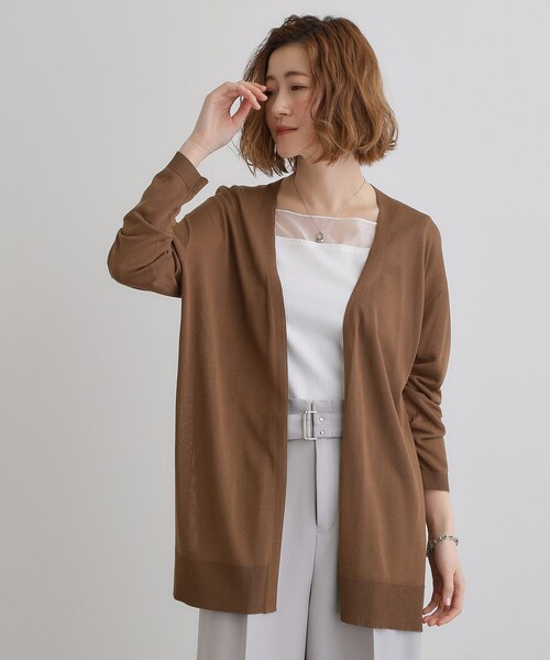 grove(グローブ)の「【接触冷感/UVカットetc】夏に嬉しい機能付き!ベーシックロングカーディガン(カーディガン/ボレロ・レディース・ナチュラル/ブラック/ダークブラウン/ライトグレー/オフホワイト・01/02/03/04/05)」の19枚目の写真