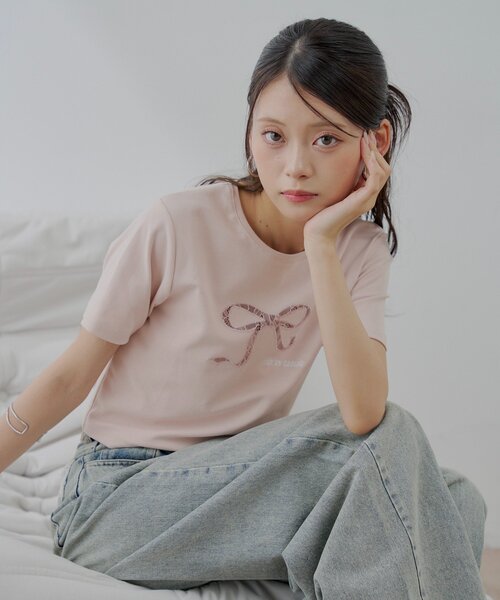 セール】レースリボン刺繍チビT（Tシャツ/カットソー）｜Chico