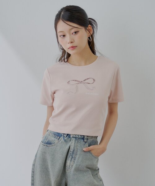 Chico(チコ)の「レースリボン刺繍チビT(Tシャツ/カットソー・レディース・ブラック/ブルー/ホワイト/ピンク・FREE)」の13枚目の写真