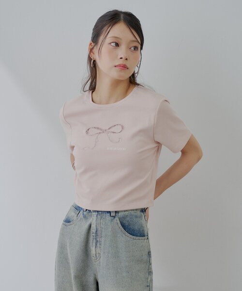 Chico(チコ)の「レースリボン刺繍チビT(Tシャツ/カットソー・レディース・ブラック/ブルー/ホワイト/ピンク・FREE)」の15枚目の写真