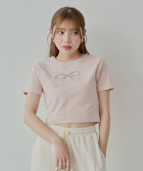セール】レースリボン刺繍チビT（Tシャツ/カットソー）｜Chico