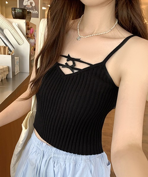 PRIVATE  BEACH（プライベートビーチ）の「リボン付きキャミソールトップス（タンクトップ・レディース・イエロー/ホワイト/ブラック・FREE）」の9枚目の写真