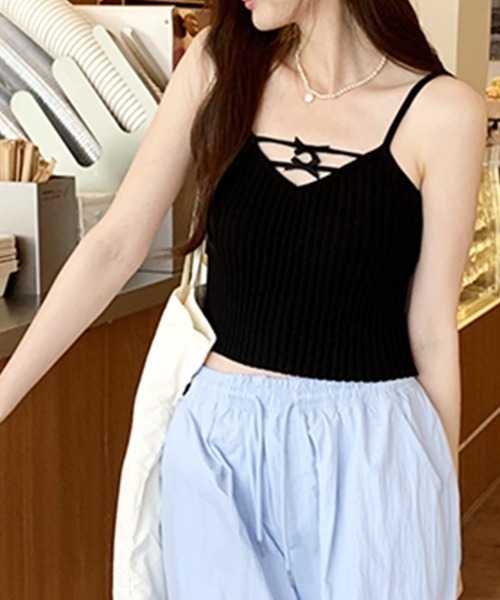 PRIVATE  BEACH（プライベートビーチ）の「リボン付きキャミソールトップス（タンクトップ・レディース・イエロー/ホワイト/ブラック・FREE）」の11枚目の写真