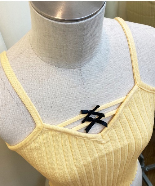 PRIVATE  BEACH（プライベートビーチ）の「リボン付きキャミソールトップス（タンクトップ・レディース・イエロー/ホワイト/ブラック・FREE）」の18枚目の写真