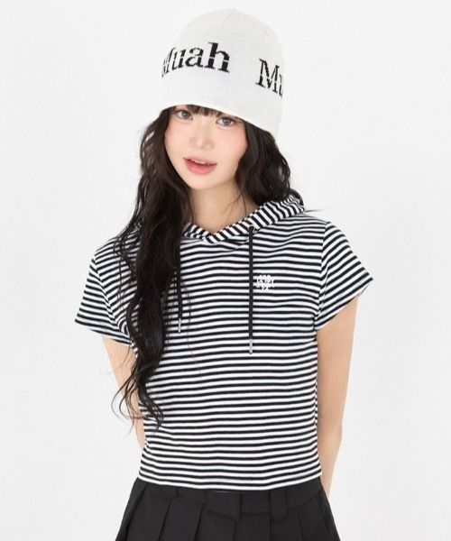 tシャツ A'GEM/9 × .kom 「muah muah/ムーアムーア」HOOD CAP SLEEVE T-SHIRT/フードスリーブレス TEE A'GEM/9 × .kom 『muah muah/ムーアムーア』HOOD CAP SLEEVE T