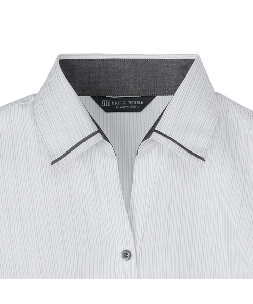 TOKYO SHIRTS(トウキョウシャツ)の「【透け防止】 形態安定ノーアイロン スキッパー 7分袖ビジネスワイシャツ(ビジネスシャツ・レディース・グレー・XL/LL/S/M/L)」の3枚目の写真