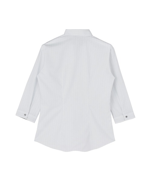 TOKYO SHIRTS(トウキョウシャツ)の「【透け防止】 形態安定ノーアイロン スキッパー 7分袖ビジネスワイシャツ(ビジネスシャツ・レディース・グレー・XL/LL/S/M/L)」の2枚目の写真