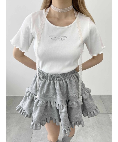 WEGO(ウィゴー)の「【PHIILY】スタッズリブメロウトップス(Tシャツ/カットソー・レディース・ホワイト系その他/ホワイト/ブラック/サックスブルー・FREE)」の2枚目の写真