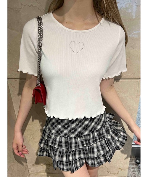 WEGO(ウィゴー)の「【PHIILY】スタッズリブメロウトップス(Tシャツ/カットソー・レディース・ホワイト系その他/ホワイト/ブラック/サックスブルー・FREE)」の1枚目の写真