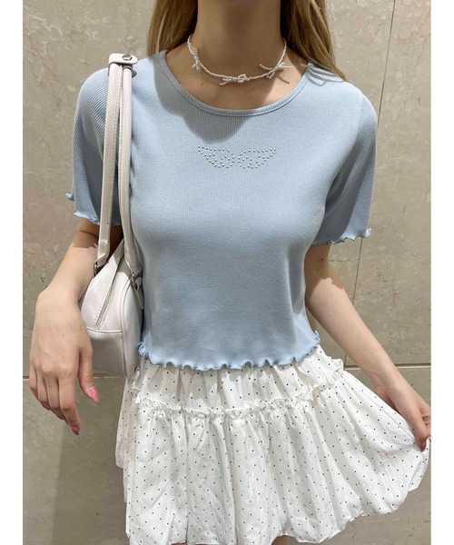 WEGO(ウィゴー)の「【PHIILY】スタッズリブメロウトップス(Tシャツ/カットソー・レディース・ホワイト系その他/ホワイト/ブラック/サックスブルー・FREE)」の4枚目の写真