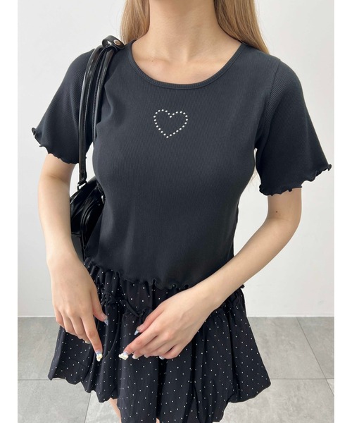 WEGO(ウィゴー)の「【PHIILY】スタッズリブメロウトップス(Tシャツ/カットソー・レディース・ホワイト系その他/ホワイト/ブラック/サックスブルー・FREE)」の3枚目の写真