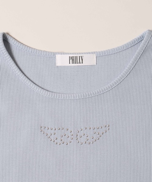 WEGO(ウィゴー)の「【PHIILY】スタッズリブメロウトップス(Tシャツ/カットソー・レディース・ホワイト系その他/ホワイト/ブラック/サックスブルー・FREE)」の6枚目の写真