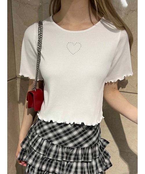 WEGO(ウィゴー)の「【PHIILY】スタッズリブメロウトップス(Tシャツ/カットソー・レディース・ホワイト系その他/ホワイト/ブラック/サックスブルー・FREE)」の9枚目の写真