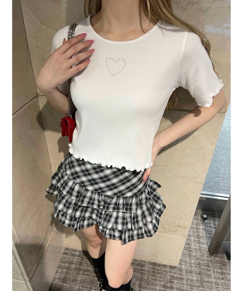 WEGO(ウィゴー)の「【PHIILY】スタッズリブメロウトップス(Tシャツ/カットソー・レディース・ホワイト系その他/ホワイト/ブラック/サックスブルー・FREE)」の11枚目の写真