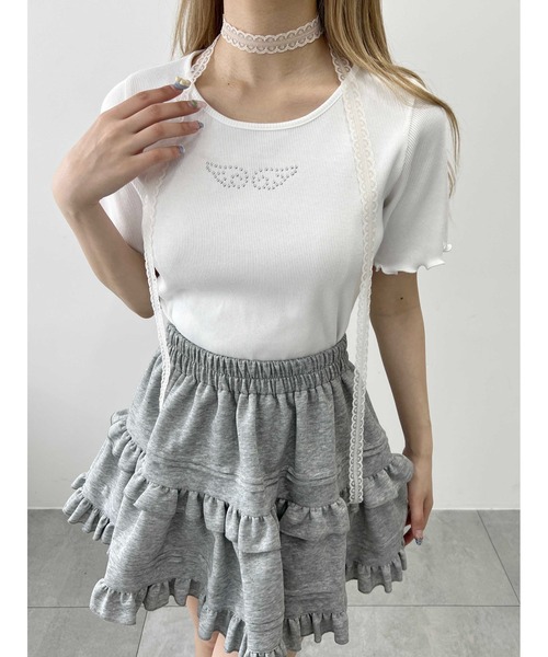 WEGO(ウィゴー)の「【PHIILY】スタッズリブメロウトップス(Tシャツ/カットソー・レディース・ホワイト系その他/ホワイト/ブラック/サックスブルー・FREE)」の18枚目の写真