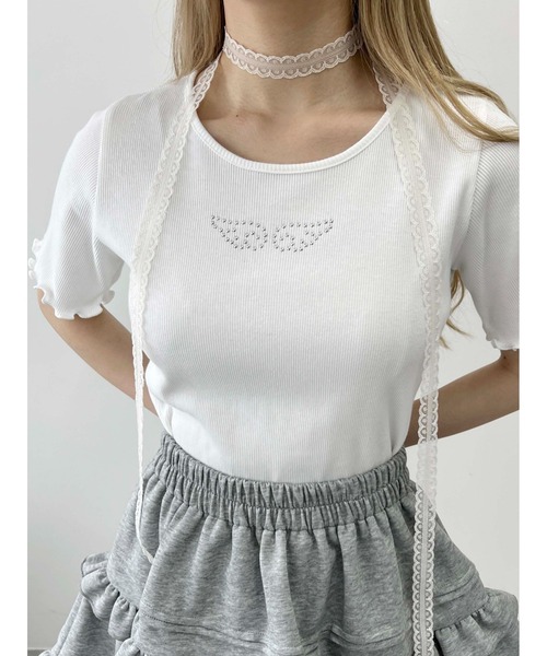 WEGO(ウィゴー)の「【PHIILY】スタッズリブメロウトップス(Tシャツ/カットソー・レディース・ホワイト系その他/ホワイト/ブラック/サックスブルー・FREE)」の19枚目の写真