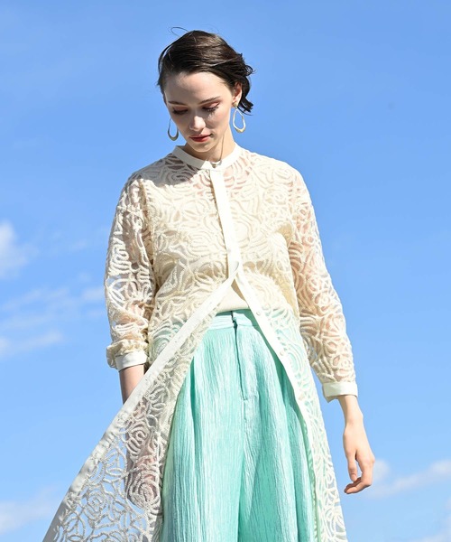 セール】チュール刺繍シャツチュニック（チュニック）｜RAW