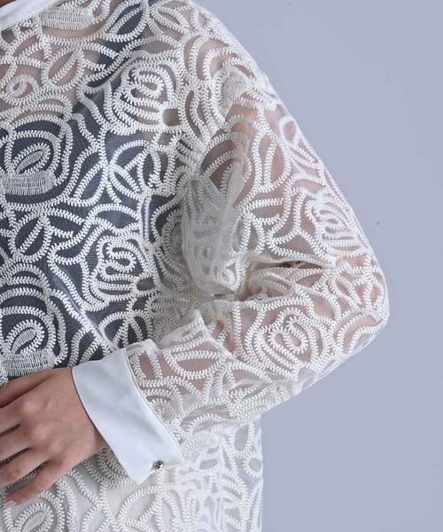 セール】チュール刺繍シャツチュニック（チュニック）｜RAW