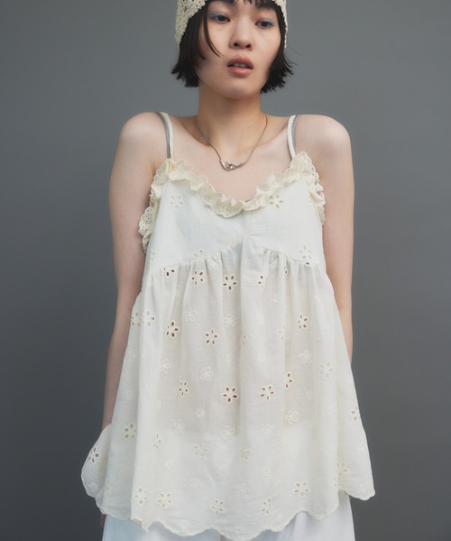 セール】エンブロダリーコットンキャミ（キャミソール）｜HANNE（アン