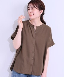 SHOO・LA・RUE | 【洗える/S-LL/プチプラ】梨地バンドカラーシャツ(シャツ/ブラウス)