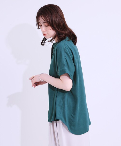 SHOO・LA・RUE（シューラルー）の「【洗える/プチプラ】大人の抜け感をプラスする バンドカラーシャツ（シャツ/ブラウス・レディース・ブラウン系/ブラック/ライトグレー/ブルーグリーン・04/01/02/03）」の18枚目の写真