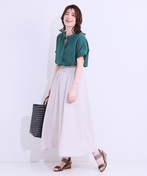 SHOO・LA・RUE（シューラルー）の「【洗える/プチプラ】大人の抜け感をプラスする バンドカラーシャツ（シャツ/ブラウス・レディース・ブラウン系/ブラック/ライトグレー/ブルーグリーン・04/01/02/03）」の19枚目の写真