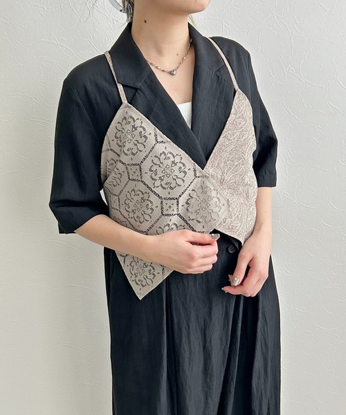 LHELBIE(レルビエ)の「レースジャガードビスチェ(その他トップス・レディース・ブラック/ベージュ・M)」の12枚目の写真