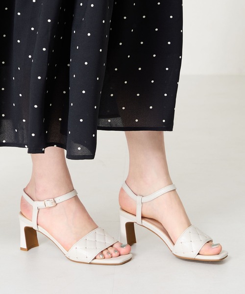 ORiental TRaffic（オリエンタルトラフィック）の「キルティング×スタッズヒールサンダル/51229（サンダル・レディース・ブラック/ピンク/ホワイト・S/M/L/LL）」の7枚目の写真