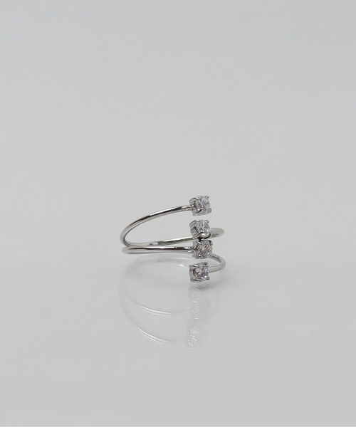 ieLS（イエルズ）の「金属アレルギー対応「ieLS」ステンレス　CZデザインフリーリング（リング・レディース・ゴールド/シルバー・FREE）」の3枚目の写真