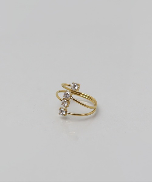 ieLS（イエルズ）の「金属アレルギー対応「ieLS」ステンレス　CZデザインフリーリング（リング・レディース・ゴールド/シルバー・FREE）」の5枚目の写真