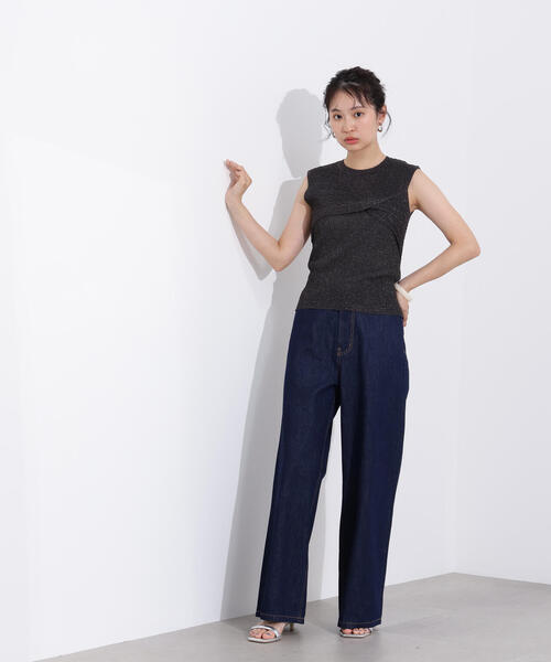 N.（N. Natural Beauty Basic）（エヌエヌナチュラルビューティーベーシック）の「フロントツイストリブニット（ニット/セーター・レディース・チャコールグレー/ライトイエロー/ベージュ・MEDIUM）」の5枚目の写真