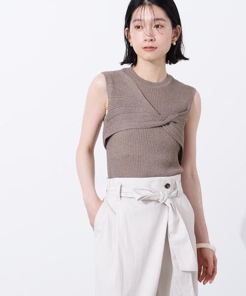 N.（N. Natural Beauty Basic）（エヌエヌナチュラルビューティーベーシック）の「フロントツイストリブニット（ニット/セーター・レディース・チャコールグレー/ライトイエロー/ベージュ・MEDIUM）」の14枚目の写真