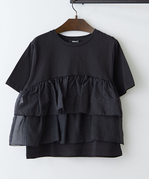 Remind me and forever(リマインドミーアンドフォーエバー)の「オーガンジードッキング半袖T(Tシャツ/カットソー・レディース・オートミール/ライトベージュ/ブラック/オリーブ/オフホワイト・FREE)」の22枚目の写真
