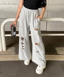 スウェットダメージワイドパンツ