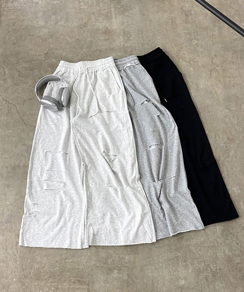 non-hedge(ノンヘッジ)の「スウェットダメージワイドパンツ(スウェットパンツ・レディース・ブラック/オートミール/グレー・FREE)」の12枚目の写真