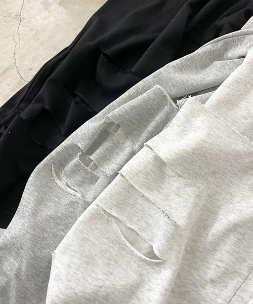 non-hedge(ノンヘッジ)の「スウェットダメージワイドパンツ(スウェットパンツ・レディース・ブラック/オートミール/グレー・FREE)」の5枚目の写真