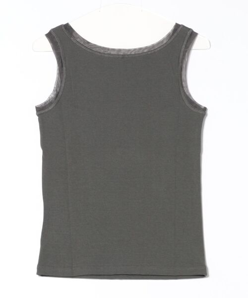 NICOLE white（ニコルホワイト）の「チュール付きタンクトップ（タンクトップ・レディース・チャコール/ネイビー/オフホワイト/グレー・FREE）」の5枚目の写真