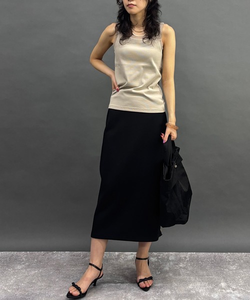 NICOLE white（ニコルホワイト）の「チュール付きタンクトップ（タンクトップ・レディース・チャコール/ネイビー/オフホワイト/グレー・FREE）」の6枚目の写真