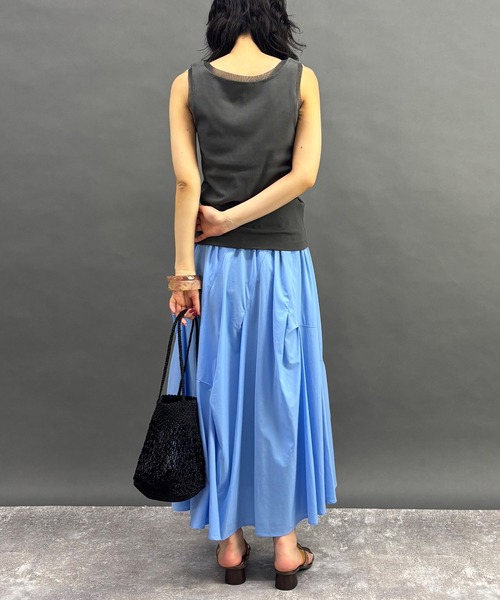 NICOLE white（ニコルホワイト）の「チュール付きタンクトップ（タンクトップ・レディース・チャコール/ネイビー/オフホワイト/グレー・FREE）」の12枚目の写真