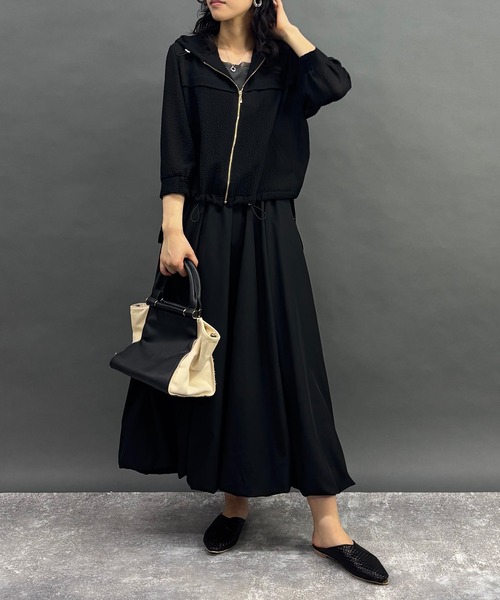 NICOLE white（ニコルホワイト）の「チュール付きタンクトップ（タンクトップ・レディース・チャコール/ネイビー/オフホワイト/グレー・FREE）」の14枚目の写真