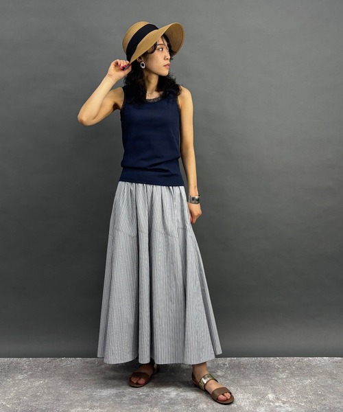 NICOLE white（ニコルホワイト）の「チュール付きタンクトップ（タンクトップ・レディース・チャコール/ネイビー/オフホワイト/グレー・FREE）」の15枚目の写真