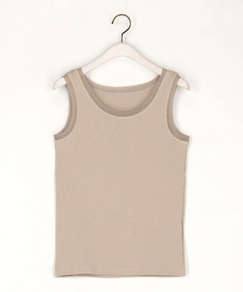 NICOLE white（ニコルホワイト）の「チュール付きタンクトップ（タンクトップ・レディース・チャコール/ネイビー/オフホワイト/グレー・FREE）」の18枚目の写真