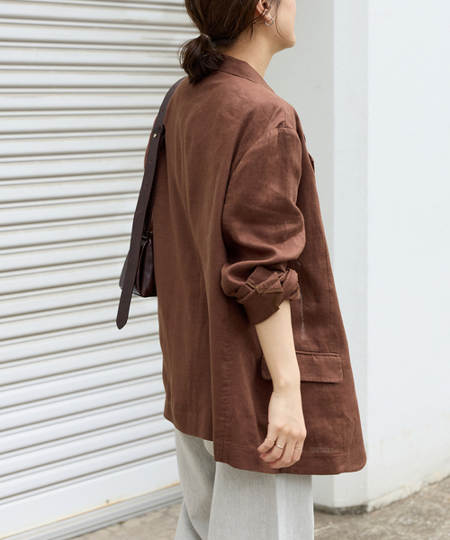 JOURNAL STANDARD（ジャーナルスタンダード）の「《追加2》リネン SB-2B ジャケット（テーラードジャケット・レディース・ブラック/ブラウン・FREE）」の20枚目の写真