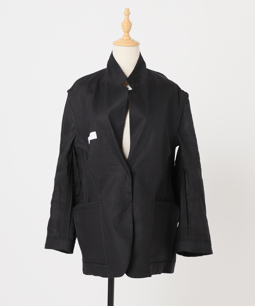 JOURNAL STANDARD（ジャーナルスタンダード）の「《追加2》リネン SB-2B ジャケット（テーラードジャケット・レディース・ブラック/ブラウン・FREE）」の7枚目の写真
