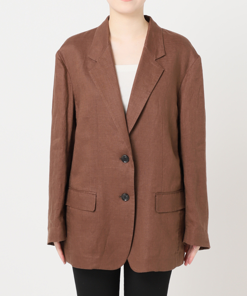 JOURNAL STANDARD（ジャーナルスタンダード）の「《追加2》リネン SB-2B ジャケット（テーラードジャケット・レディース・ブラック/ブラウン・FREE）」の4枚目の写真